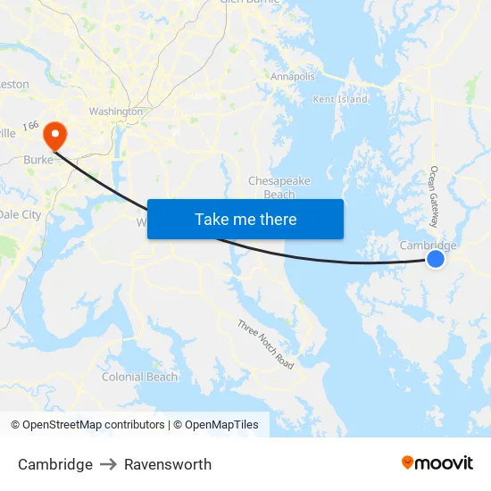 Cambridge to Ravensworth map