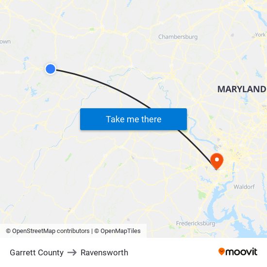 Garrett County to Ravensworth map