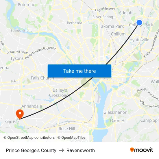 Prince George's County to Ravensworth map