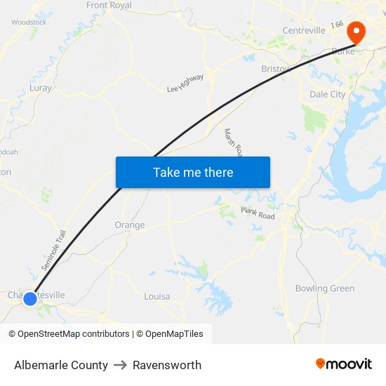 Albemarle County to Ravensworth map