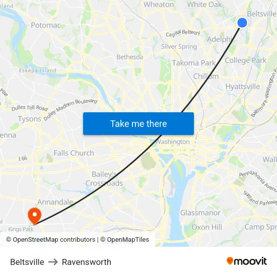 Beltsville to Ravensworth map