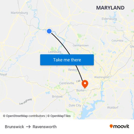 Brunswick to Ravensworth map