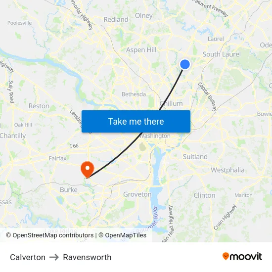 Calverton to Ravensworth map