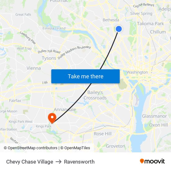 Chevy Chase Village to Ravensworth map