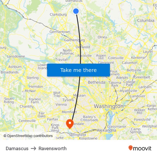 Damascus to Ravensworth map