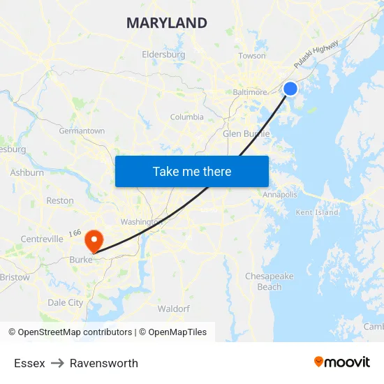 Essex to Ravensworth map