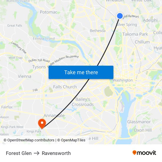 Forest Glen to Ravensworth map