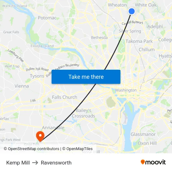 Kemp Mill to Ravensworth map