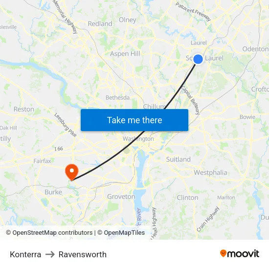 Konterra to Ravensworth map