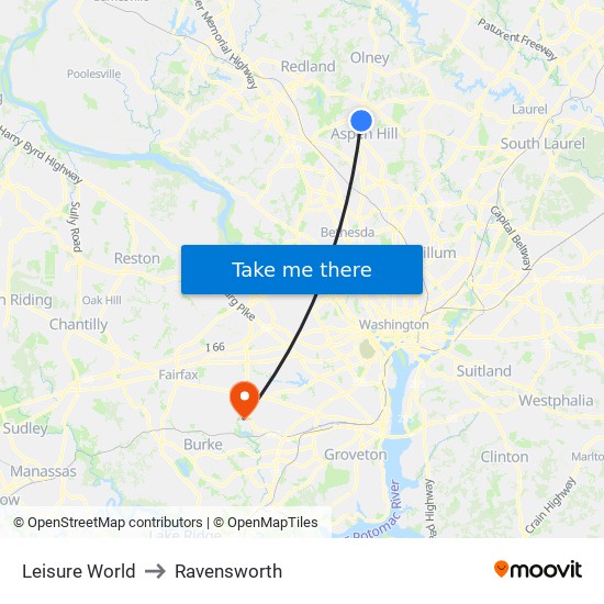 Leisure World to Ravensworth map