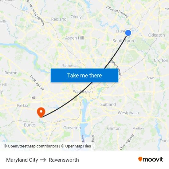 Maryland City to Ravensworth map