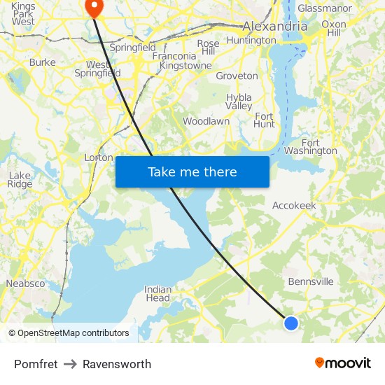 Pomfret to Ravensworth map