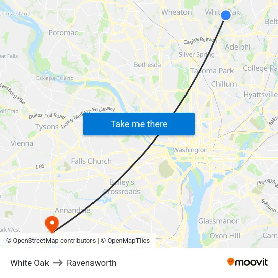 White Oak to Ravensworth map