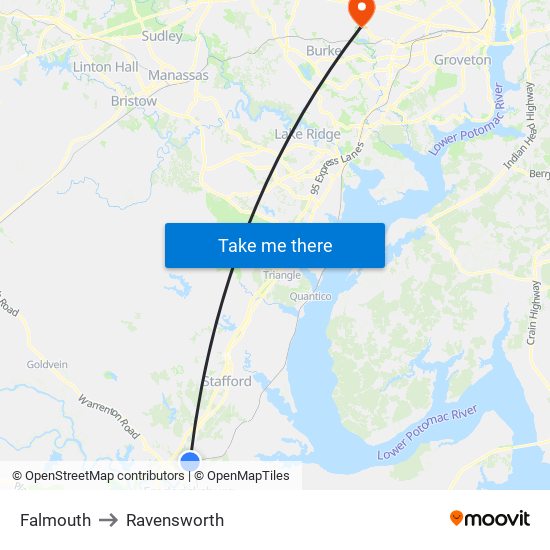 Falmouth to Ravensworth map