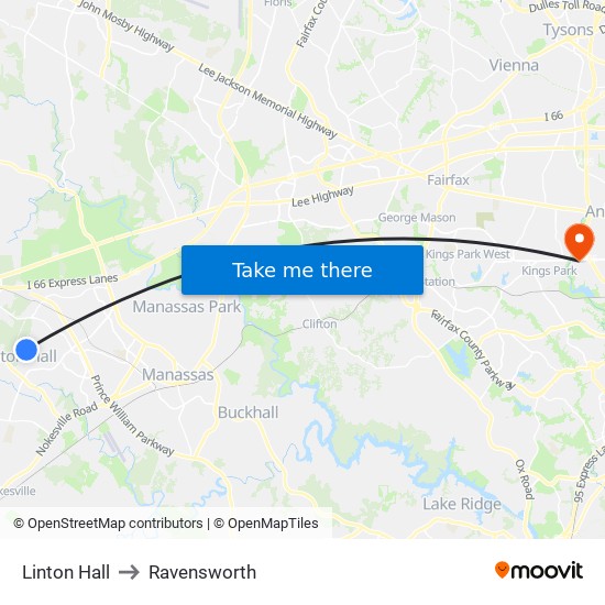 Linton Hall to Ravensworth map