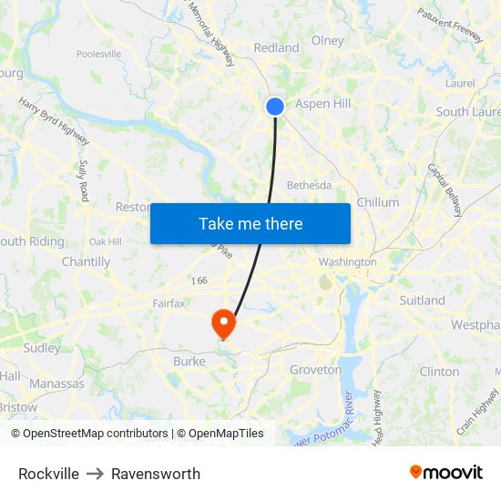 Rockville to Ravensworth map