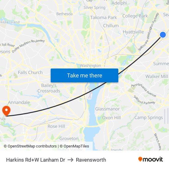 Harkins Rd+W Lanham Dr to Ravensworth map