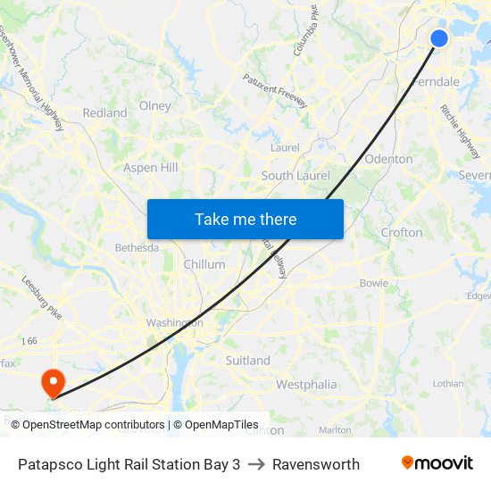 Patapsco Light Rail Station Bay 3 to Ravensworth map