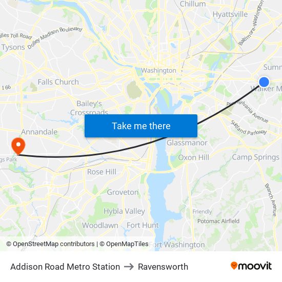 Addison Road Metro Station to Ravensworth map