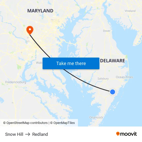 Snow Hill to Redland map