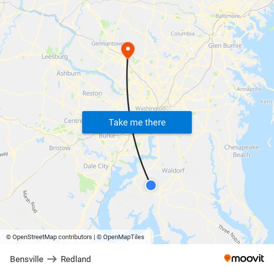 Bensville to Redland map