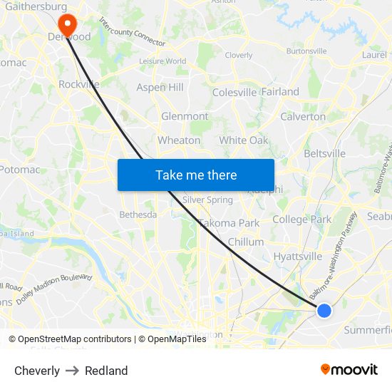 Cheverly to Redland map