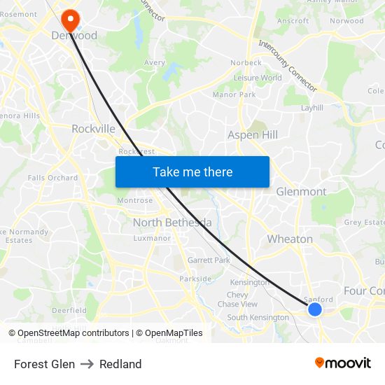 Forest Glen to Redland map