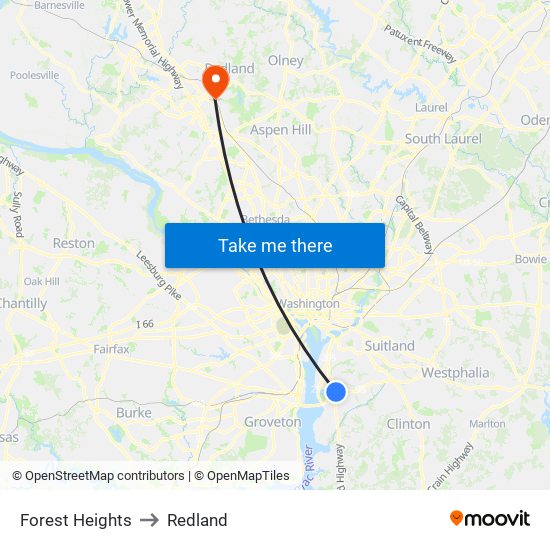 Forest Heights to Redland map