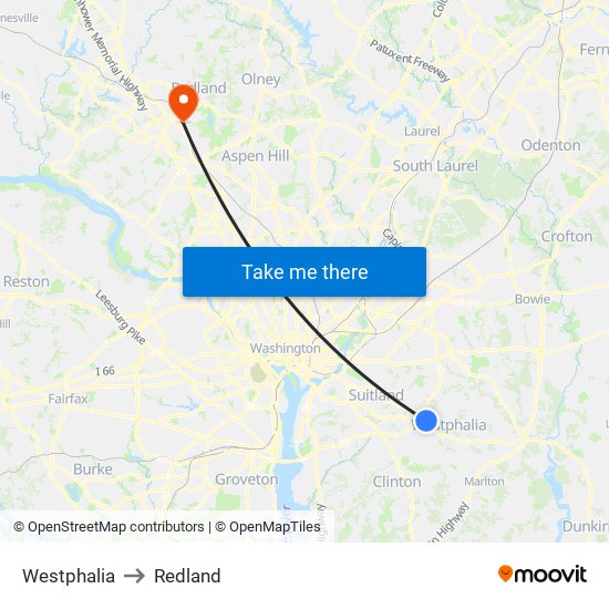 Westphalia to Redland map