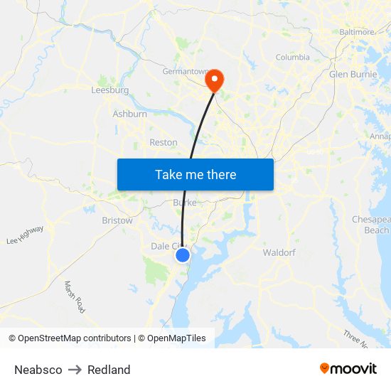 Neabsco to Redland map