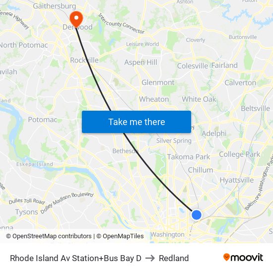 Rhode Island Ave-Brentwood+Bay D to Redland map