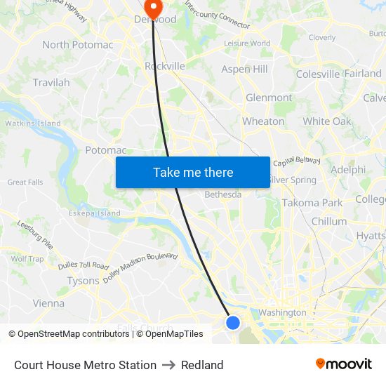 Court House Metro Station to Redland map