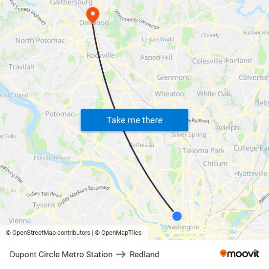 Dupont Circle Metro Station to Redland map