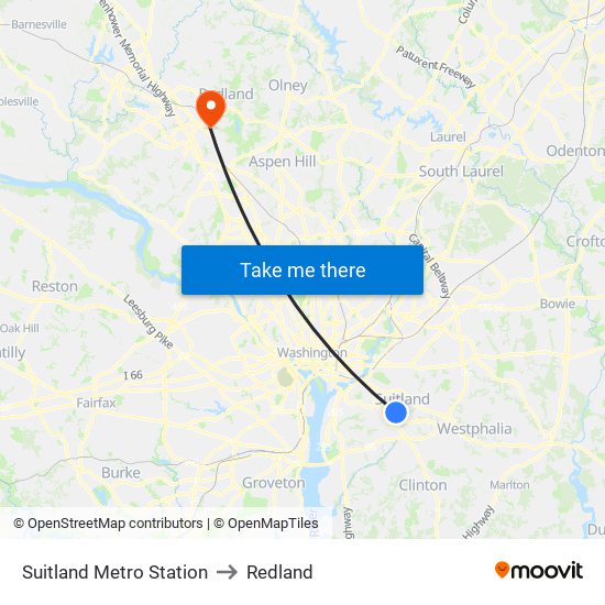 Suitland Metro Station to Redland map