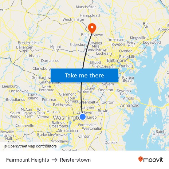 Fairmount Heights to Reisterstown map