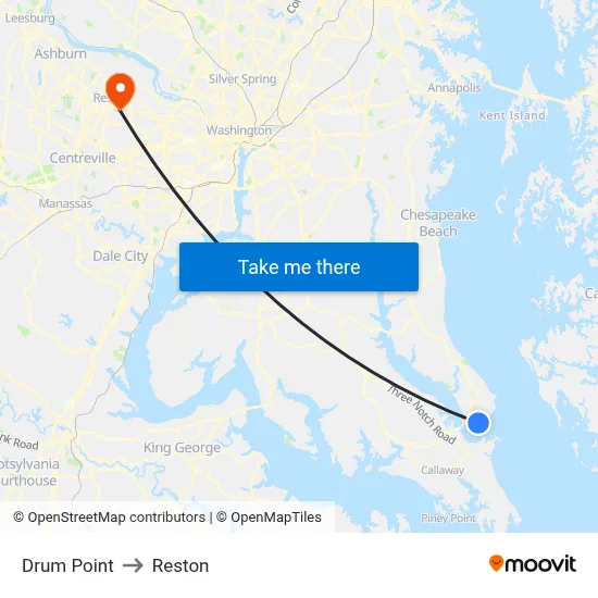Drum Point to Reston map