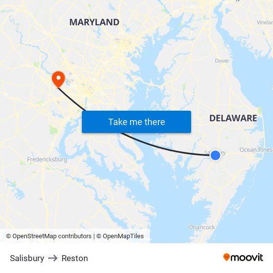 Salisbury to Reston map