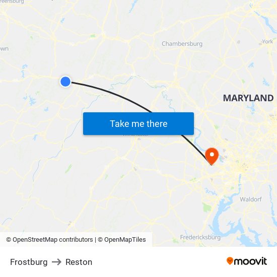 Frostburg to Reston map