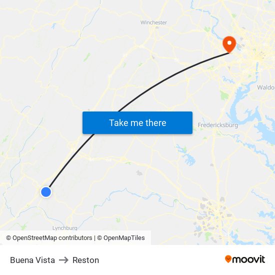 Buena Vista to Reston map