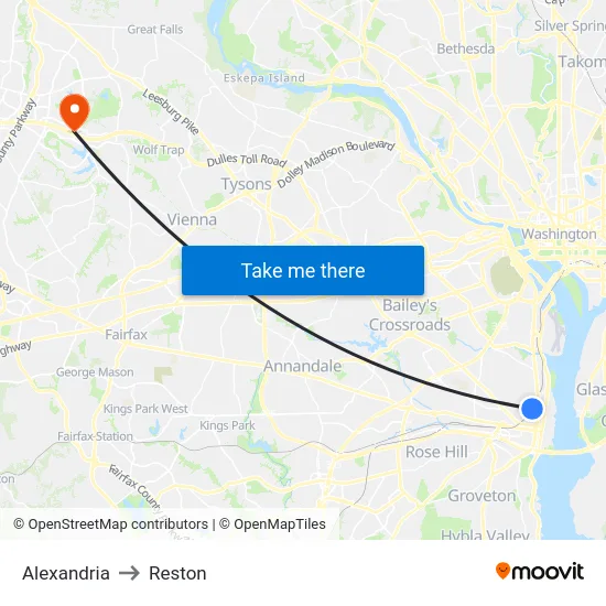 Alexandria to Reston map