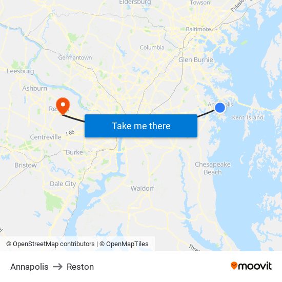 Annapolis to Reston map