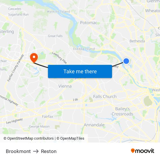 Brookmont to Reston map