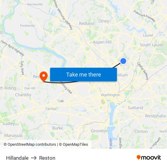 Hillandale to Reston map