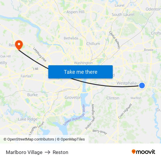 Marlboro Village to Reston map