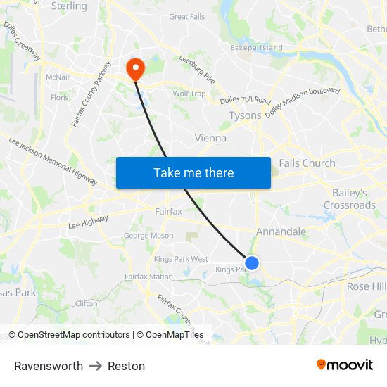 Ravensworth to Reston map