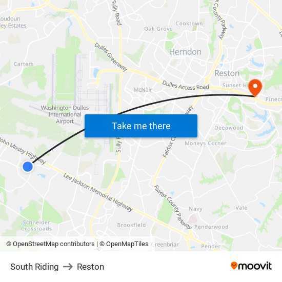 South Riding to Reston map