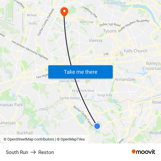 South Run to Reston map