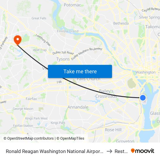 Ronald Reagan Washington National Airport (Dca) to Reston map