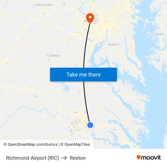 Richmond Airport (RIC) to Reston map