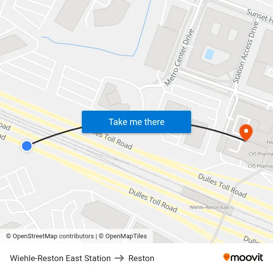Wiehle-Reston East Station to Reston map
